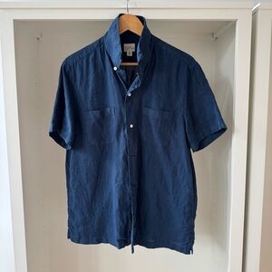 J. Crew Irish Linen Camp Collar Shirt - Navy